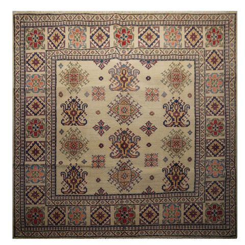 21566-Kazak Hand-Knotted/Handmade Afghan Rug/Carpet Tribal/Nomadic Authentic/Size: 6'6" x 6'4"