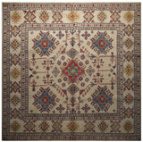 21563-Kazak Hand-Knotted/Handmade Afghan Rug/Carpet Tribal/Nomadic Authentic/ Size: 6'5" x 6'7"