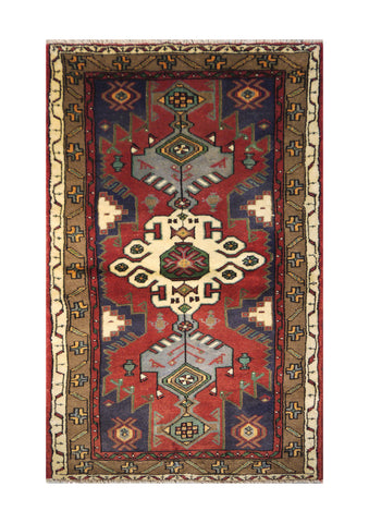 21717 - Hamadan Hand-Knotted/Handmade Persian Rug/Carpet Traditional Authentic/Size: 4'4" x 2'8"