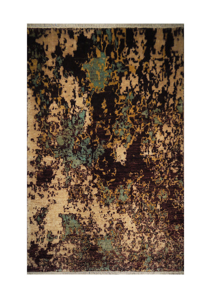 21755-Chobi Ziegler Hand-Knotted/Handmade Afghan Rug/Carpet Modern Authentic/Size: 7'8" x 6'6"