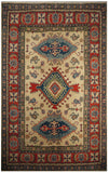 21674-Kazak Hand-Knotted/Handmade Afghan Rug/Carpet Tribal/Nomadic Authentic/ Size: 8'0" x 5'6"