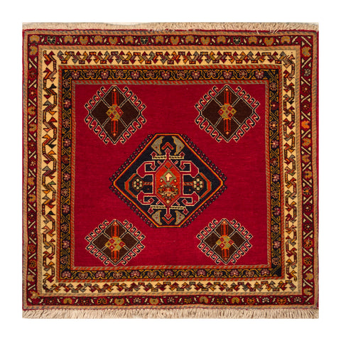 23875-Ghashgai Hand-Knotted/Handmade Persian Rug/Carpet Tribal/ Nomadic/Authentic/ Size: 2'2" x 2'2"