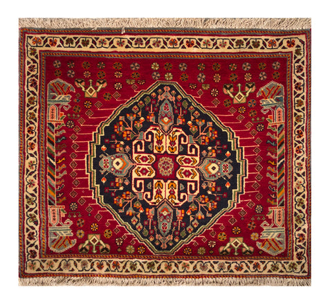 23838-Ghashgai Hand-Knotted/Handmade Persian Rug/Carpet Tribal/ Nomadic/ Authentic/ Size: 2'4" x 2'2"