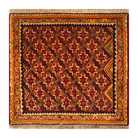 23859-Ghashgai Hand-Knotted/Handmade Persian Rug/Carpet Tribal/ Nomadic/Authentic/ Size: 2'0" x 2'0"