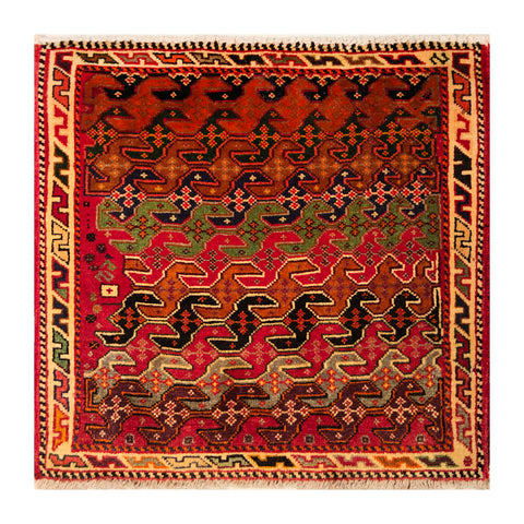23831-Ghashgai Hand-Knotted/Handmade Persian Rug/Carpet Tribal/ Nomadic/Authentic/ Size: 1'10" x 1'9"