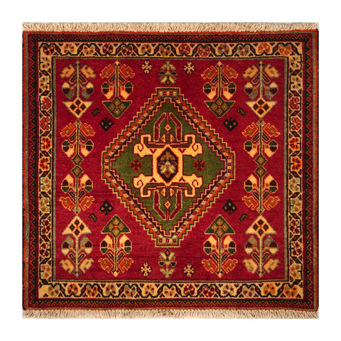 23878-Ghashgai Hand-Knotted/Handmade Persian Rug/Carpet/ Tribal/ Nomadic/Authentic/ Size: 2'0" x 2'0"