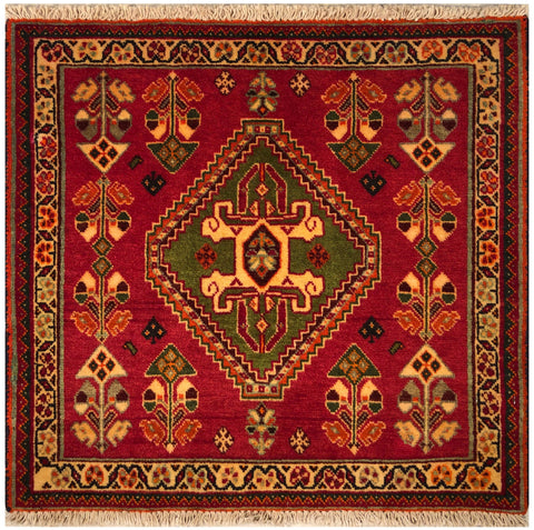 23878-Ghashgai Hand-Knotted/Handmade Persian Rug/Carpet/ Tribal/ Nomadic/Authentic/ Size: 2'0" x 2'0"