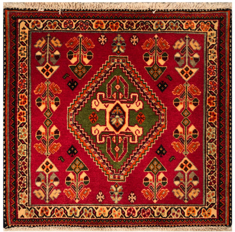 23843-Ghashgai Hand-Knotted/Handmade Persian Rug/Carpet Tribal/ Nomadic/Authentic/ Size: 2'1" x 2'1"