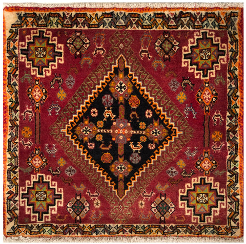 23872-Ghashgai Hand-Knotted/Handmade Persian Rug/Carpet/ Tribal/ Nomadic/ Authentic/ Size: 2'3" x 2'2"