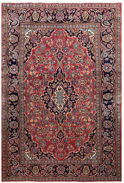 24317- Kashan Handmade/Hand-Knotted Persian Rug/Traditional Carpet Authentic/ Size: 6'8" x 3'5"