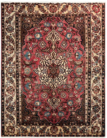 24318-Hamadan Hand-Knotted/Handmade Persian Rug/Carpet Traditional Authentic/ Size: 6'7" x 4'8"