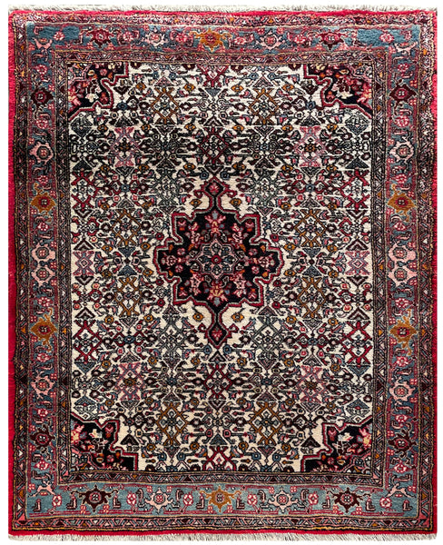 24543-Bidjar Handmade/Hand-Knotted Persian Rug/Traditional Carpet Authentic/Size: 4'11" x 3'5"