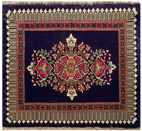 24141 - Kashan Handmade/Hand-Knotted Persian Rug/Traditional/ Carpet Authentic/ Size: 3'7" x 3'0"