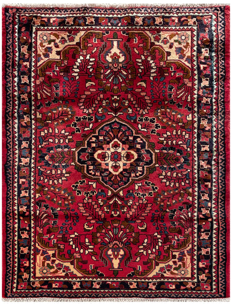 24372-Hamadan Hand-Knotted/Handmade Persian Rug/Carpet Tribal Authentic/ Size: 4'10" x 3'5"