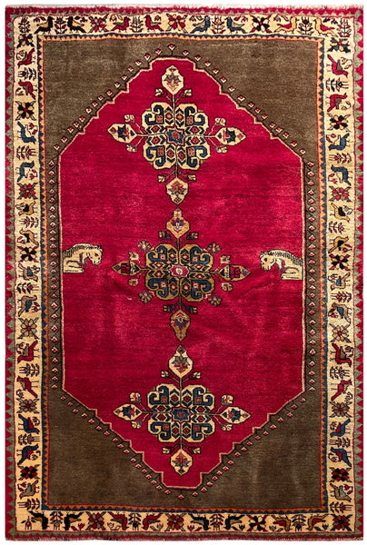 24386 - Shiraz Hand-Knootted/Handmade Persian Rug/Carpet Tribal/Nomadic Authentic/Size: 7'9" x 4'6"