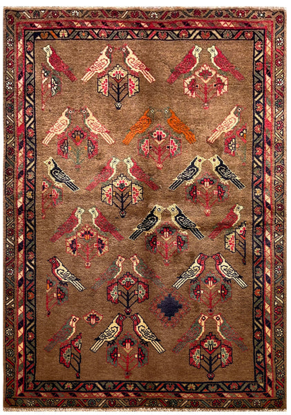 24254 - Shiraz Hand-Knootted/Handmade Persian Rug/Carpet Tribal/Nomadic Authentic/Size: 6'9" x 4'1"