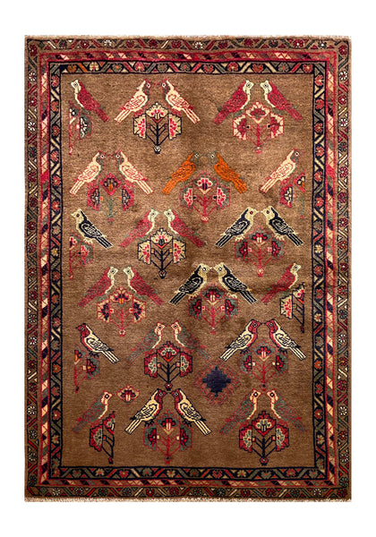 24254 - Shiraz Hand-Knootted/Handmade Persian Rug/Carpet Tribal/Nomadic Authentic/Size: 6'9" x 4'1"