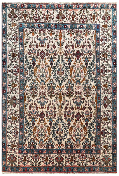 24551-Ghom Hand-knotted/Handmade Persian Rug/Carpet Traditional/ Nomadic Authentic/ Size: 7'1" x 4'5"