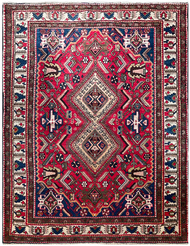 24331- Abadeh Persian Hand-Knotted Authentic//Traditional/Carpet/Rug/ Size: 6'9"x 5'1"