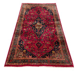 24385- Mashad Handmade/Hand-Knotted Persian Rug/Traditional Carpet Authentic/ Size: 6'5" x 3'7"