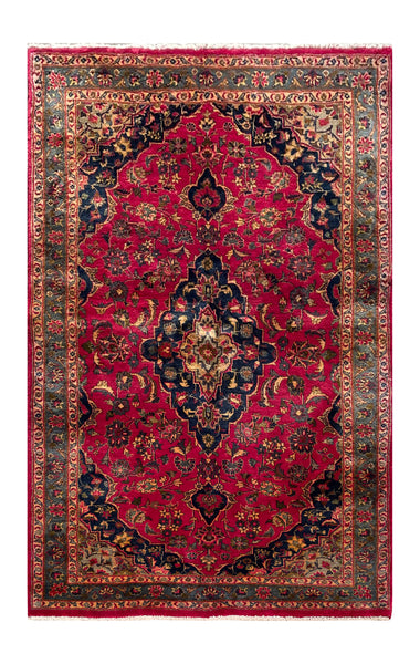 24385- Mashad Handmade/Hand-Knotted Persian Rug/Traditional Carpet Authentic/ Size: 6'5" x 3'7"