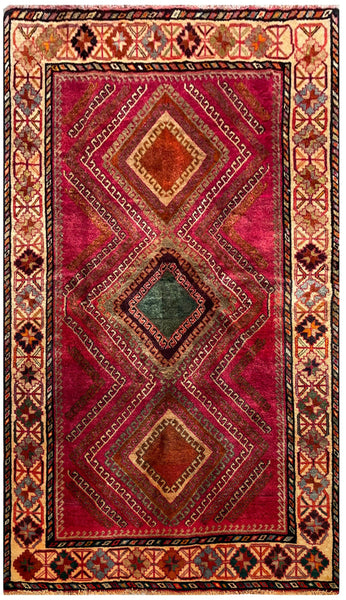 24297 - Shiraz Hand-Knootted/Handmade Persian Rug/Carpet Tribal/Nomadic Authentic/Size: 7'0" x 4'11"