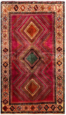 24297 - Shiraz Hand-Knootted/Handmade Persian Rug/Carpet Tribal/Nomadic Authentic/Size: 7'0" x 4'11"