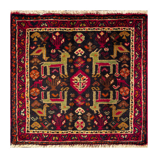 24523-Ghashgai Hand-Knotted/Handmade Persian Rug/Carpet Tribal/ Nomadic Authentic/Size: 1'11" x 1'10"