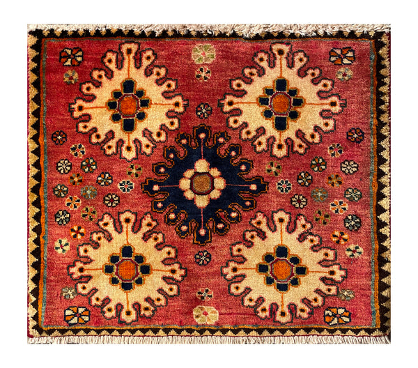 24461-Ghashgai Hand-Knotted/Handmade Persian Rug/Carpet Tribal /Nomadic Authentic/Size: 1'8" x 1'11"