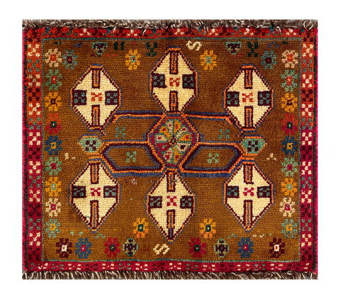 24393-Ghashgai Hand-Knotted/Handmade Persian Rug/Carpet Tribal/ Nomadic Authentic/Size: 1'7" x 1'11"
