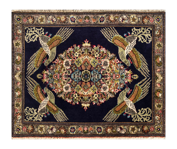 24146 - Kashan Handmade/Hand-Knotted Persian Rug/Traditional/Carpet Authentic/ Size: 2'11" x 2'0"