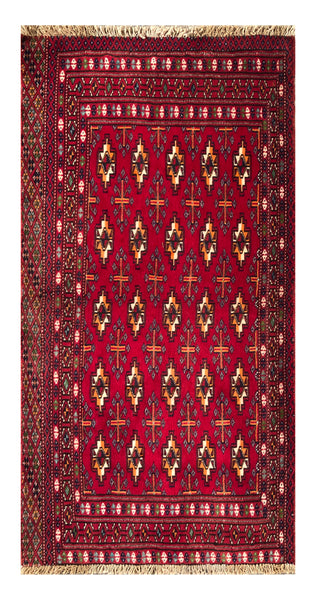 24154-Turkmen Hand-Knotted/Handmade Persian Rug/Carpet Traditional/Authentic/ Size: 3'7" x 2'0"