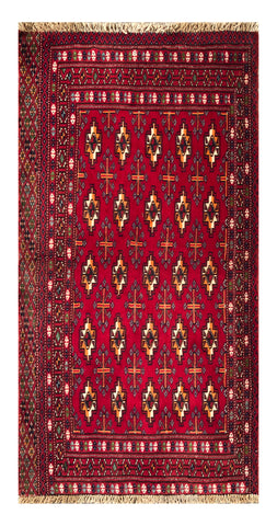 24154-Turkmen Hand-Knotted/Handmade Persian Rug/Carpet Traditional/Authentic/ Size: 3'7" x 2'0"