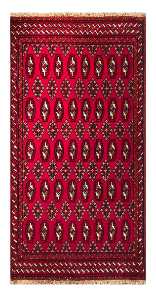 24187-Turkmen Hand-Knotted/Handmade Persian Rug/Carpet Traditional/Authentic / Size: 4'2" x 1'10"