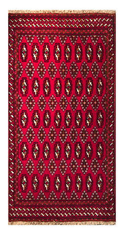 24187-Turkmen Hand-Knotted/Handmade Persian Rug/Carpet Traditional/Authentic / Size: 4'2" x 1'10"