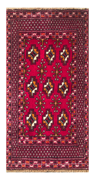 24156-Turkmen Hand-Knotted/Handmade Persian Rug/Carpet Traditional/Authentic/ Size: 3'7" x 1'9"