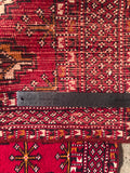 24156-Turkmen Hand-Knotted/Handmade Persian Rug/Carpet Traditional/Authentic/ Size: 3'7" x 1'9"