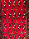 24169-Turkmen Hand-Knotted/Handmade Persian Rug/Carpet Traditional/Authentic/ Size: 3'11" x 1'8"