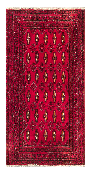 24212-Turkmen Hand-Knotted/Handmade Persian Rug/Carpet Traditional/Authentic/ Size: 3'10" x 1'10"