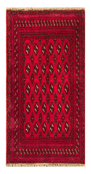 24192 -Turkmen Hand-Knotted/Handmade Persian Rug/Carpet Traditional/Authentic/ Size: 3'10" x 1'10"