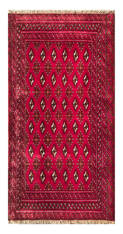 24195-Turkmen Hand-Knotted/Handmade Persian Rug/Carpet Traditional/Authentic/ Size: 3'7" x 1'10"