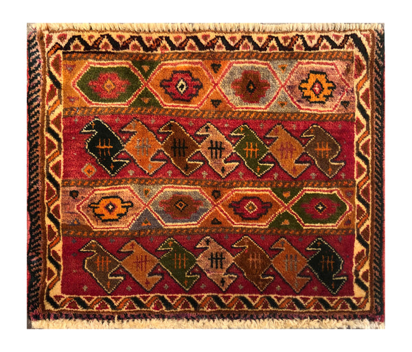 24422-Ghashgai Hand-Knotted/Handmade Persian Rug/Carpet Tribal/Nomadic Authentic/Size: 1'6" x 1'10"