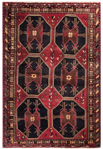 24246 - Shiraz Hand-Knootted/Handmade Persian Rug/Carpet Tribal/Nomadic Authentic/Size: 7'8" x 4'9"