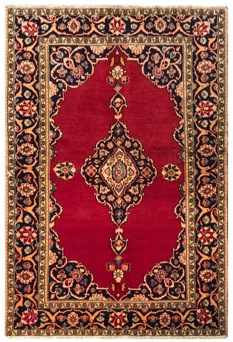 24289- Kashan Handmade/Hand-Knotted Persian Rug/ Traditional Carpet Authentic/ Size: 6'7" x 4'2"