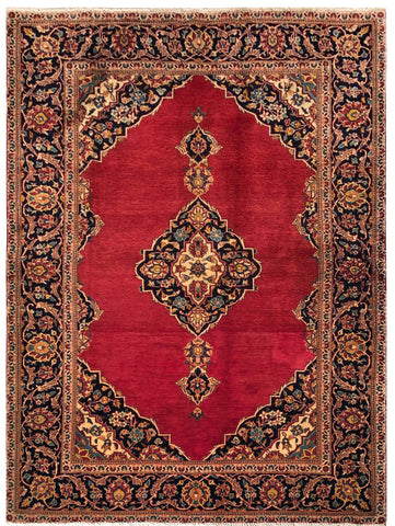 24315- Kashan Handmade/Hand-Knotted Persian Rug/Traditional Carpet Authentic/ Size: 6'8" x 4'6"