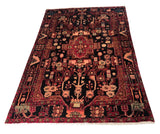 24231-Hamadan Hand-Knotted/Handmade Persian Rug/Carpet Tribal Authentic/ Size: 7'10" x 5'0"