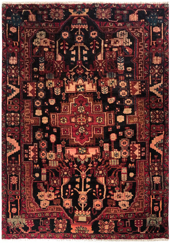 24231-Hamadan Hand-Knotted/Handmade Persian Rug/Carpet Tribal Authentic/ Size: 7'10" x 5'0"