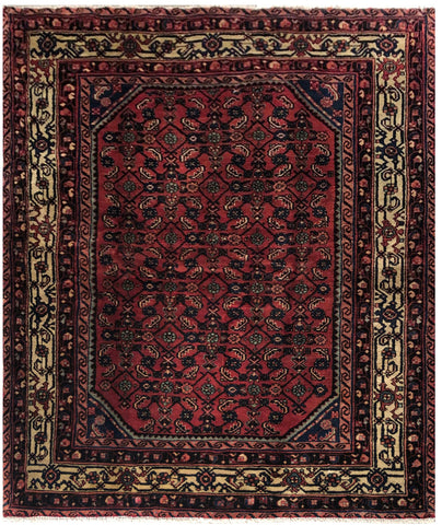 24307-Hamadan Hand-Knotted/Handmade Persian Rug/Carpet Tribal Authentic/ Size: 6'9" x 4'9"