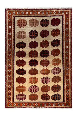 24389 - Shiraz Hand-Knootted/Handmade Persian Rug/Carpet Tribal/Nomadic Authentic/Size: 7'0" x 4'6"