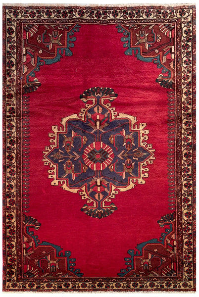 24365-Hamadan Hand-Knotted/Handmade Persian Rug/Carpet Tribal Authentic/ Size: 5'3" x 3'5"